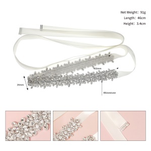 XY ceinture de mariée avec strass cousu à la main ruban de satin