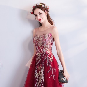 TIANSHIJIAYI Robe de soirée en filet rouge