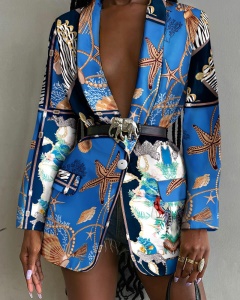 Veste de costume boutonnée  avec ceinture pour femme