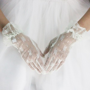 Liyuanwedding Gants de mariage en dentelle dentelle