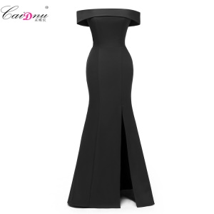 CAIDIENU Robe de soirée en satin d'épaule