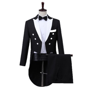 Ensemble smoking pour hommes en coton double rangée avec trois boutons costume