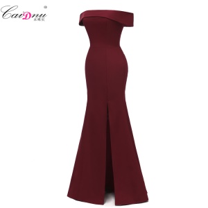 CAIDIENU Robe de soirée en satin d'épaule