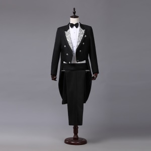 Ensemble  smoking pour hommes avec double rangée de trois boucles et fente au milieu du dos Costume