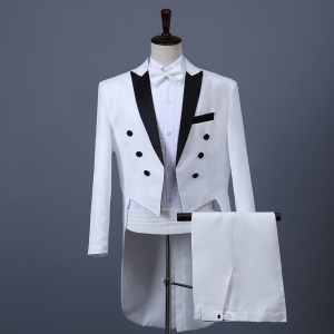 Ensemble smoking pour hommes en coton double rangée avec trois boutons costume