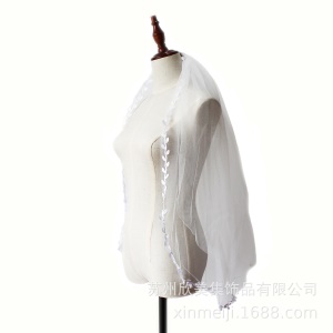 V633 voile de mariée à double voile de mariage à deux niveaux bord