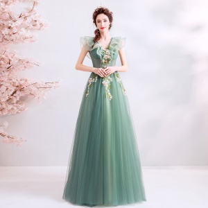 TIANSHIJIAYI Robe de soirée en organza vert