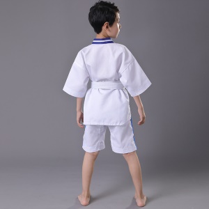 Uniforme  de Taekwondo manches courtes rayures de coton