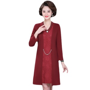 robe pour femme âgée Robe à manches longues Polyester