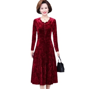 robe pour femme âgée Robe manches longues col V