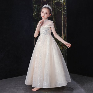 Fille robe robe zip dos col montant avec paillettes