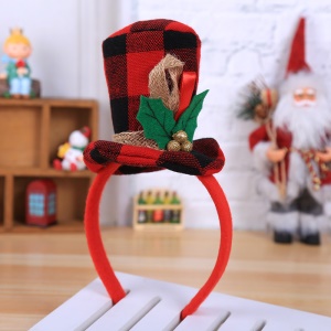 JINMINGGUAN tête de cerf  de Noël en bois de cerf/Chapeau haut de forme en tissu à carreaux décoration de noel