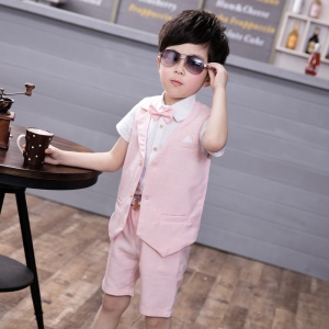 TONGBOXIAOYU Costume enfant short à boutonnage simple avec revers en V profond