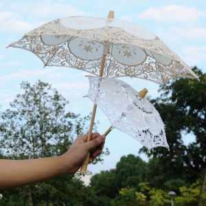 FEIFAN parapluie décoratif en dentelle mini bois décoration pour fêtes et evenements