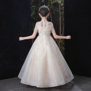 Fille robe robe zip dos col montant avec paillettes