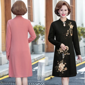 robe pour femme âgée Robe manches longues imprimé