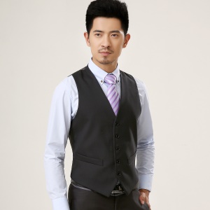 CHUNHE Gilet de costume homme  simple boutonnage rayures