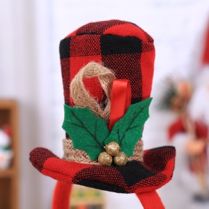 JINMINGGUAN tête de cerf  de Noël en bois de cerf/Chapeau haut de forme en tissu à carreaux décoration de noel