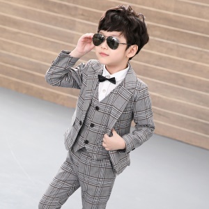 TONGBOXIAOYU Costume enfant  3 pièces à carreaux et une boucle