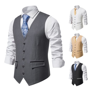 Gilet de costume  homme col V simple boutonnage