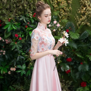 Robe de demoiselle d'honneur en dentelle de satin mariage