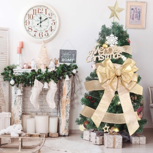 JUNXIA noeud papillon décoration de Noël imitation lin