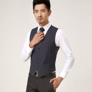 CHUNHE Gilet de costume homme  simple boutonnage rayures