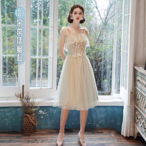 MEIXUELAI Robe de demoiselle d'honneur  satin avec bretelles réglables
