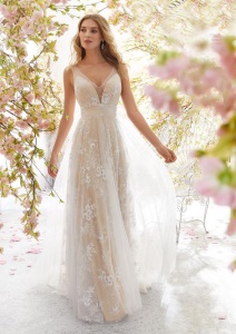 Robe femme col B sans manches dentelle