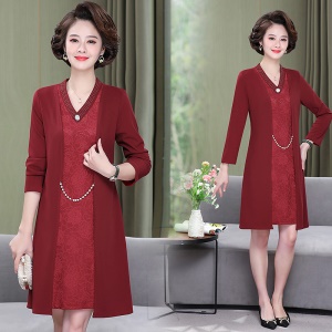 robe pour femme âgée Robe à manches longues Polyester