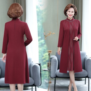 Robe à  col montant en fibre de polyester robe pour femme âgée