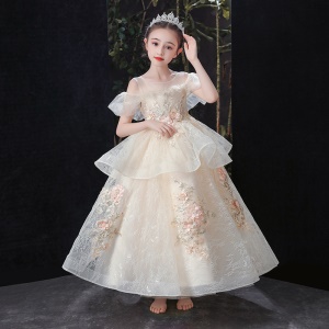 Robe de fille en filet sarong avec col rond