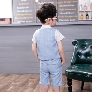 TONGBOXIAOYU Costume enfant short à boutonnage simple avec revers en V profond