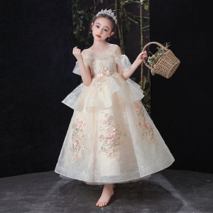 Robe de fille en filet sarong avec col rond