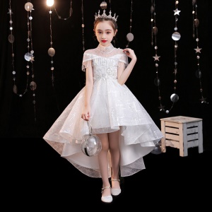 Fille robe robe zip dos col montant avec paillettes