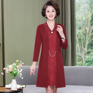 robe pour femme âgée Robe à manches longues Polyester