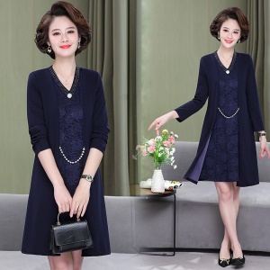 robe pour femme âgée Robe à manches longues Polyester