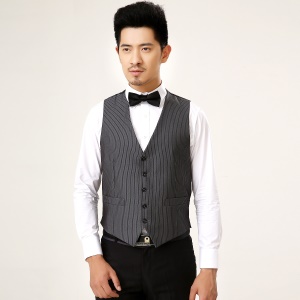 CHUNHE Gilet de costume homme  simple boutonnage rayures