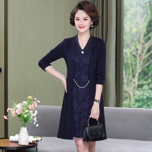 robe pour femme âgée Robe à manches longues Polyester