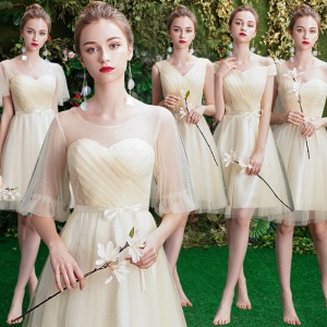 MEIXUELAI robe de demoiselle d'honneur jupe courte en satin et dentelle