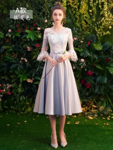 Robe de demoiselle d'honneur en dentelle de satin mariage