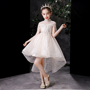 Fille robe robe zip dos col montant avec paillettes