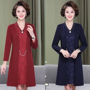 robe pour femme âgée Robe à manches longues Polyester