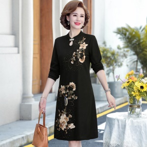 robe pour femme âgée Robe manches longues imprimé