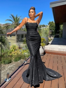 Robe sans manches pour femme en polyester avec bretelles