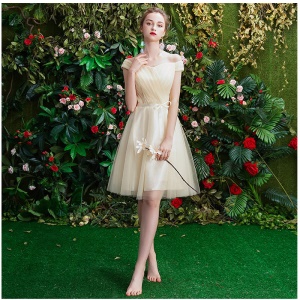 MEIXUELAI robe de demoiselle d'honneur jupe courte en satin et dentelle