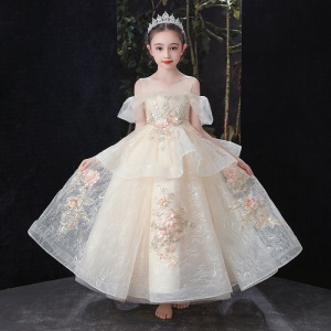 Robe de fille en filet sarong avec col rond