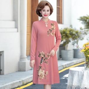 robe pour femme âgée Robe manches longues imprimé