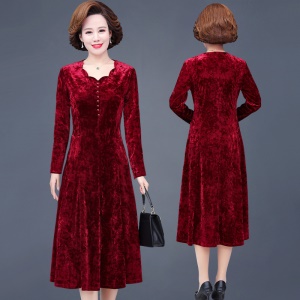 robe pour femme âgée Robe manches longues col V