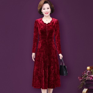 robe pour femme âgée Robe manches longues col V